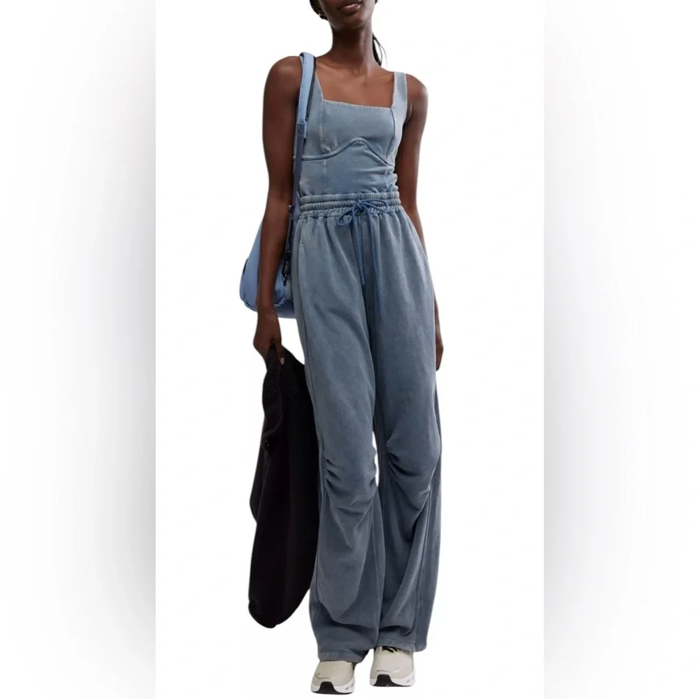 NWT Free People Movement XL Inbound Onesie in Skyline Misty Blue Jumpsuit $128 - Picture 5 of 12